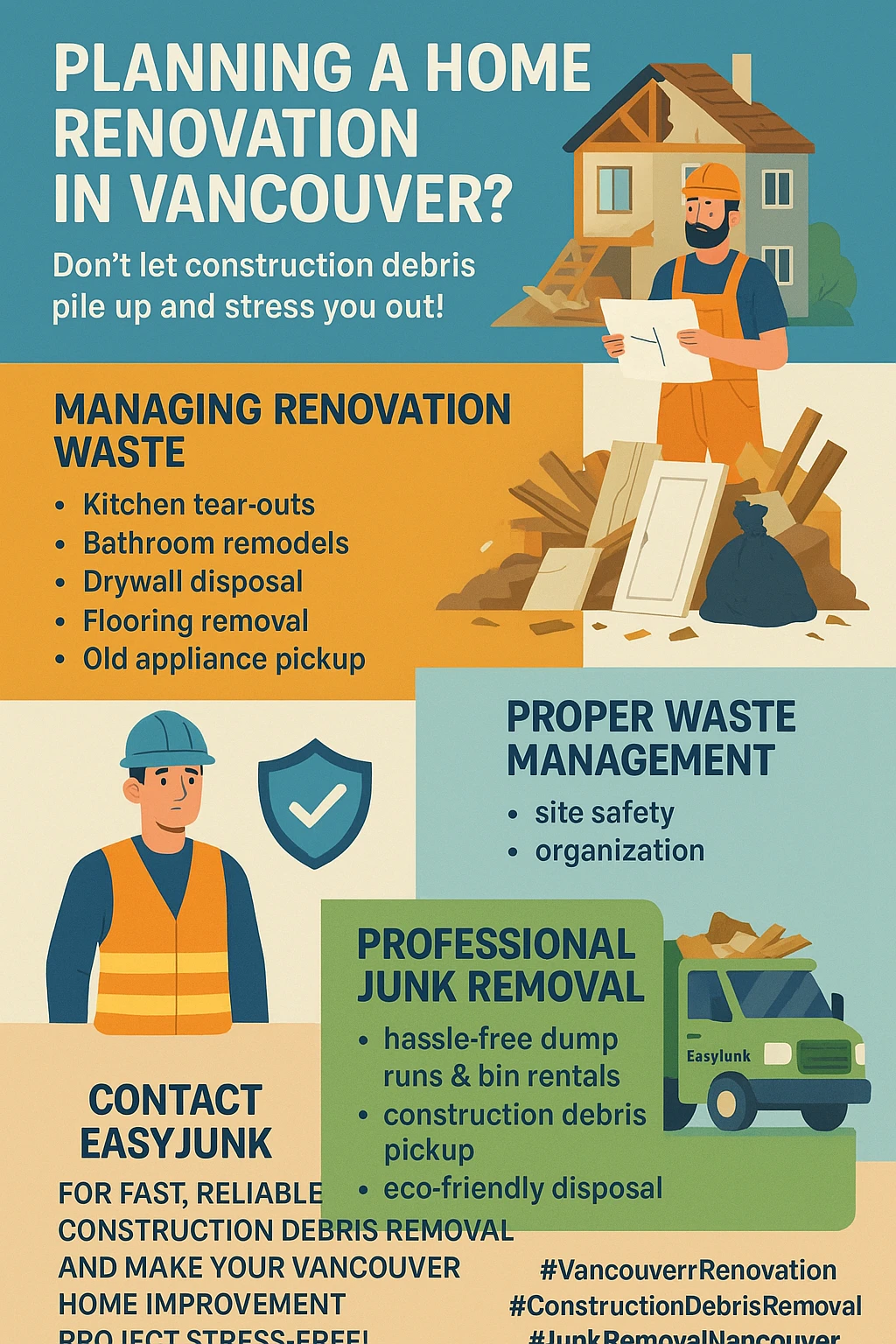 Infographic showing key facts about home renovation debris removal in Vancouver.
