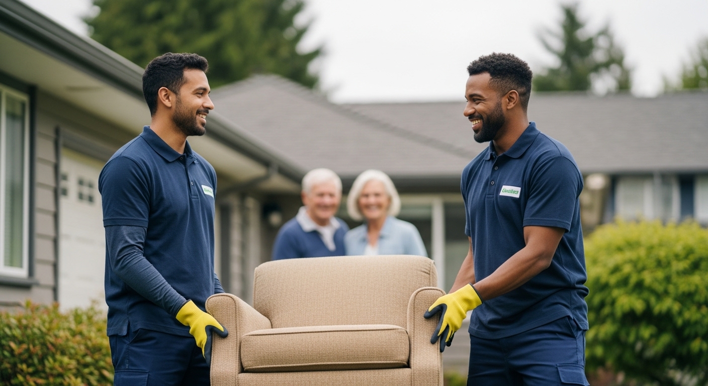 Professional junk removal team loading items onto a truck in Vancouver
