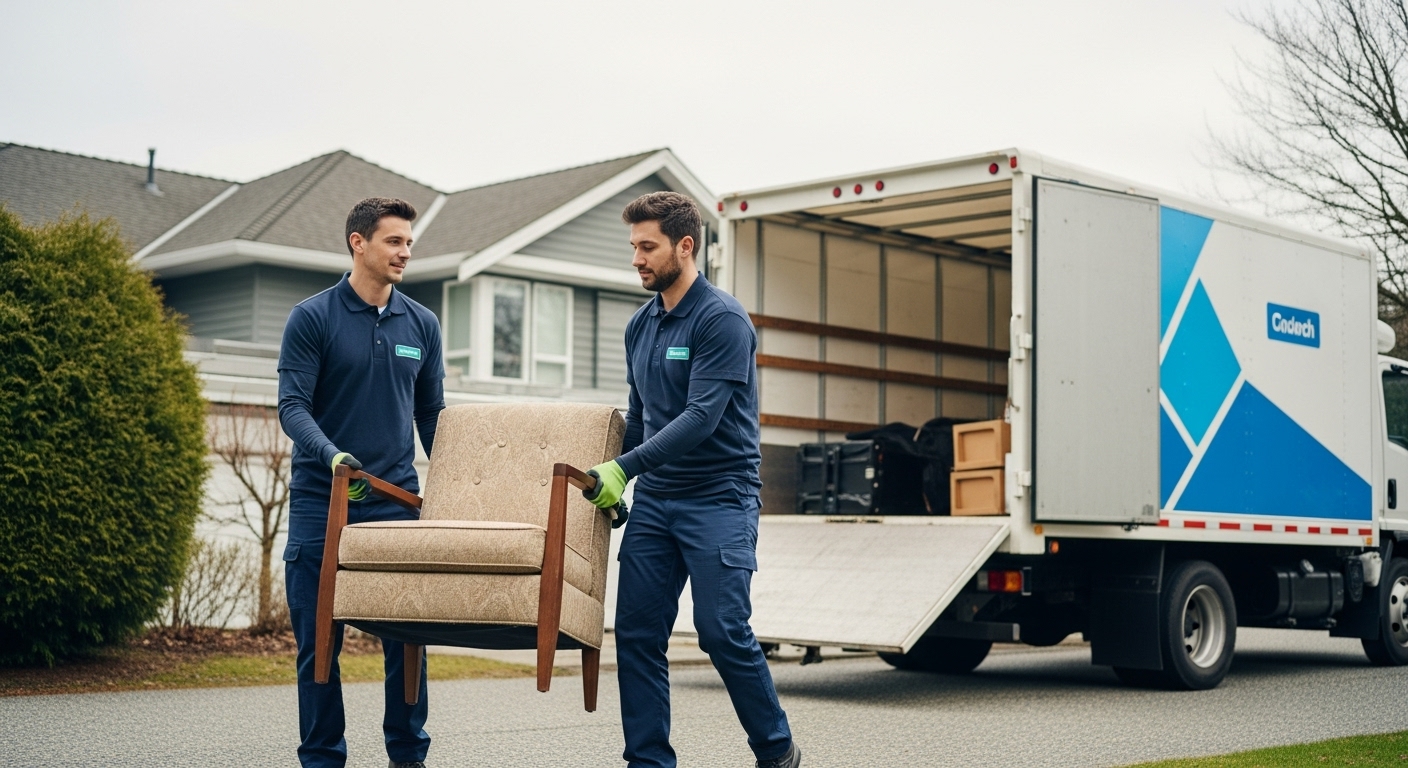 A professional junk removal service truck in Vancouver, ready for a job.