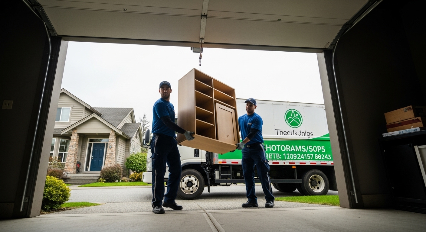 Professional junk removal service crew in Vancouver loading a truck.