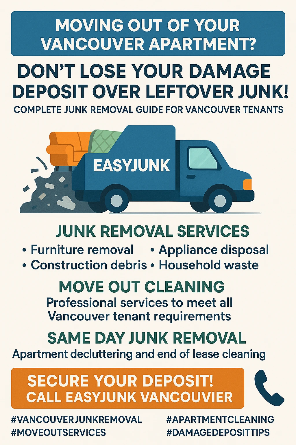 Infographic summarizing key takeaways for Vancouver apartment move-out and junk removal.
