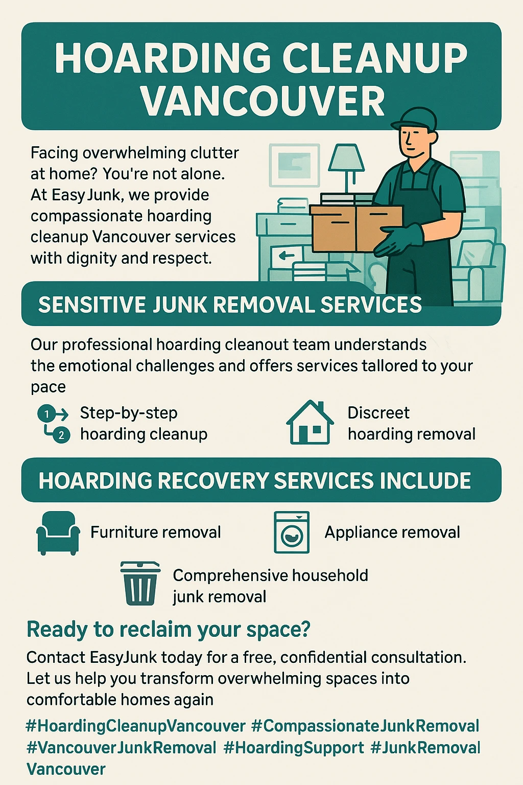 Infographic of key takeaways for Vancouver hoarding cleanup services