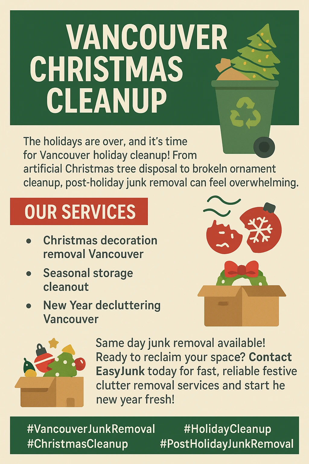 Infographic summarizing key takeaways for Vancouver holiday cleanup services.