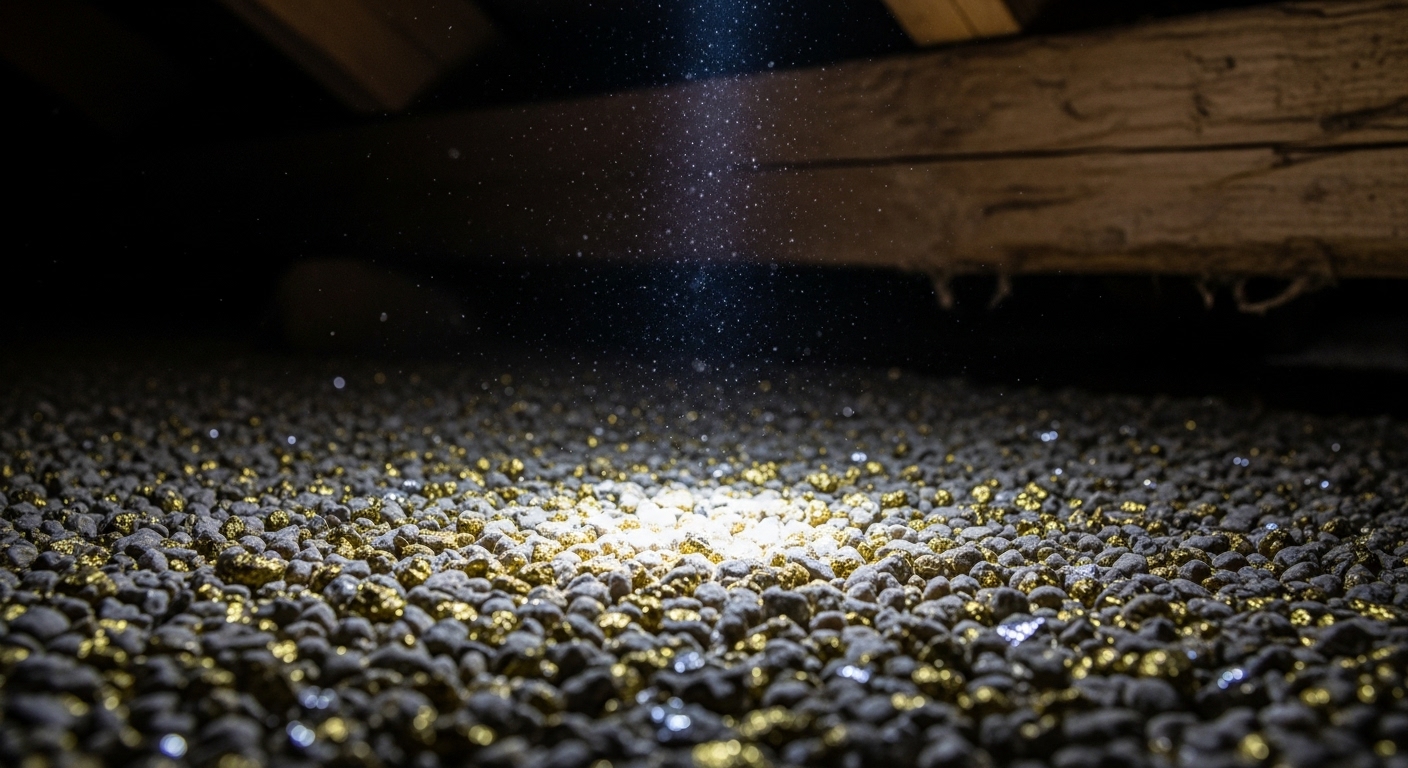 Hazardous vermiculite insulation in a Vancouver attic.