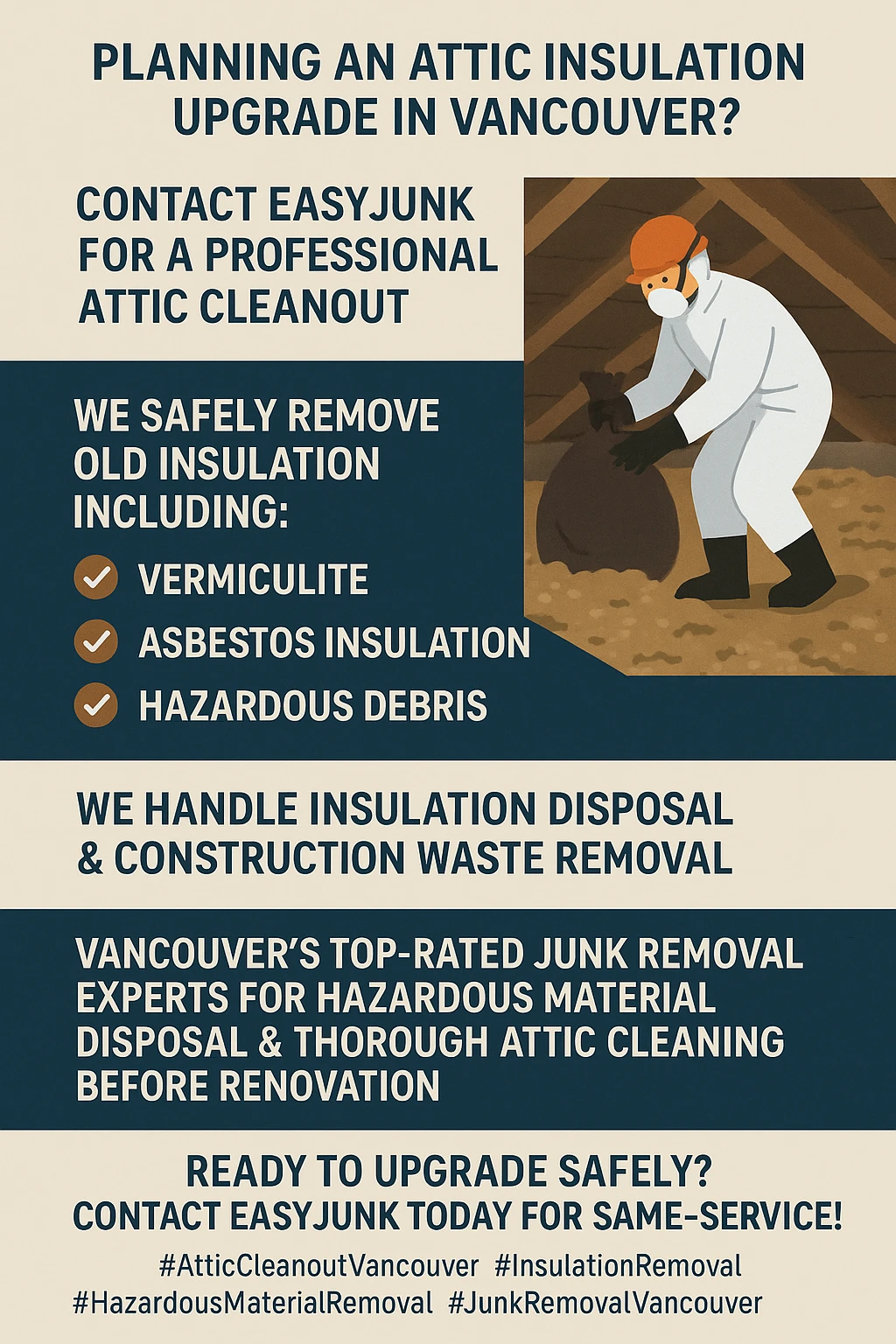 Infographic summary of professional attic cleanout process in Vancouver.