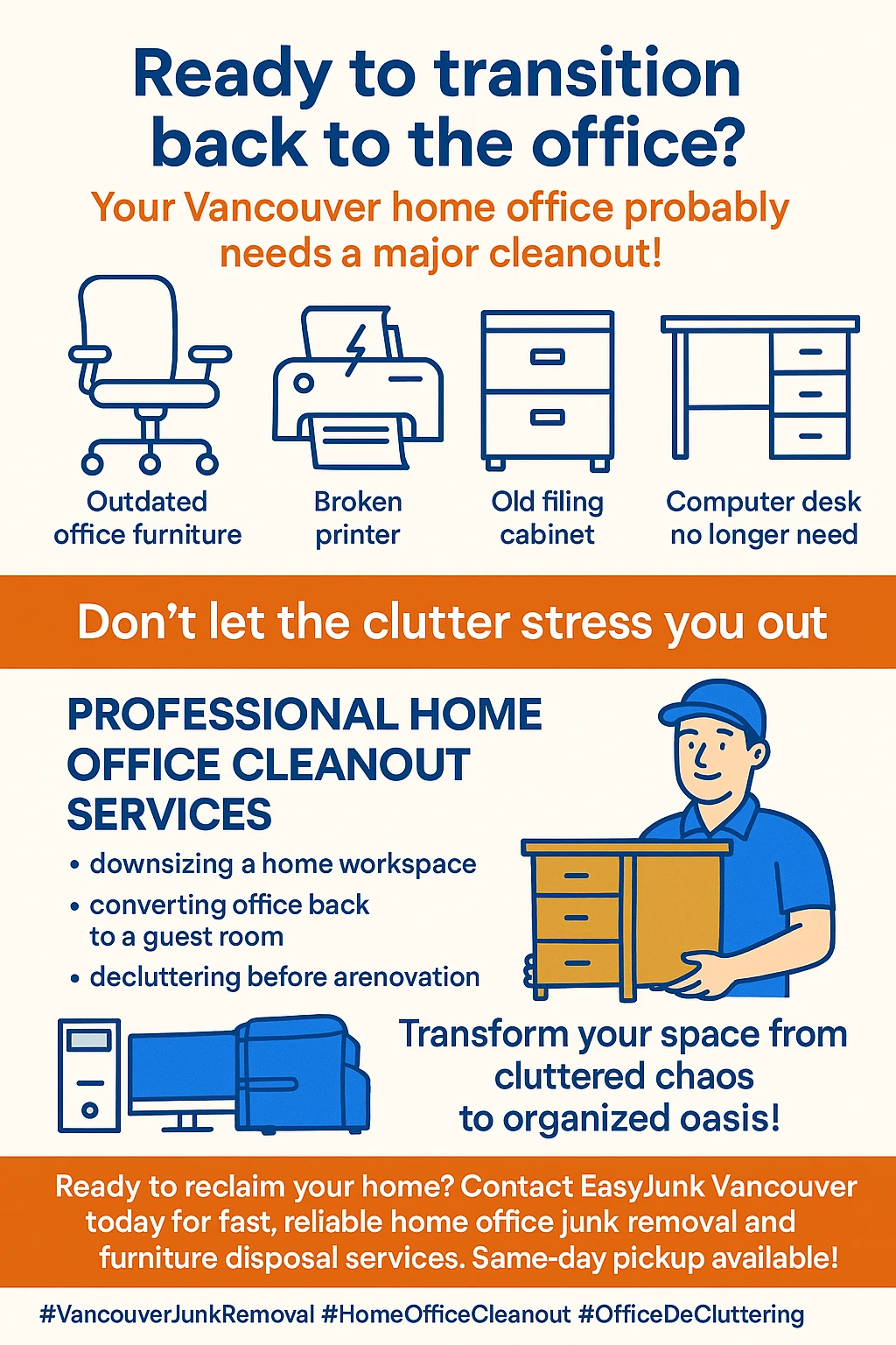 Infographic showing the benefits of a Vancouver home office cleanout.