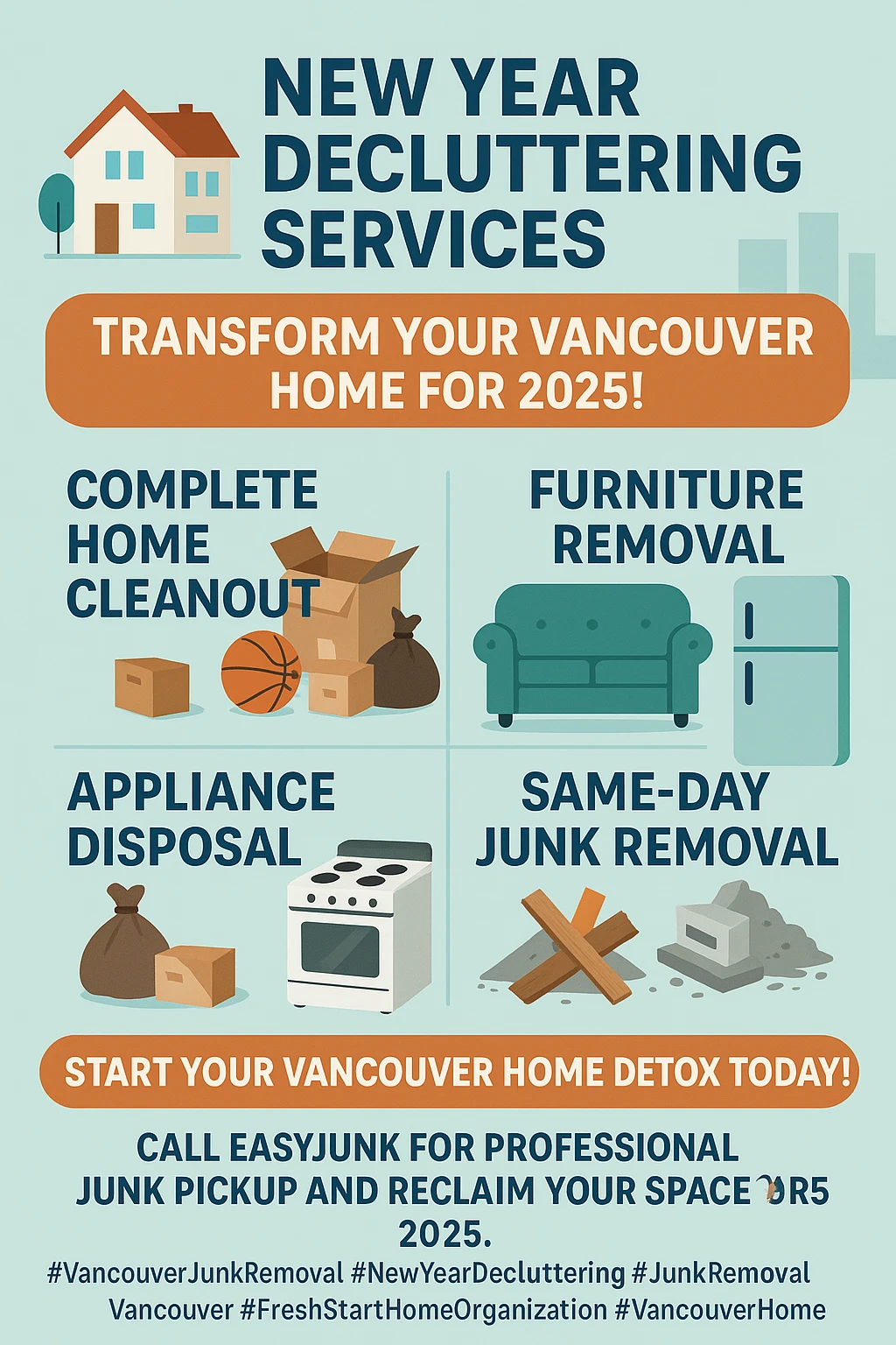 Infographic summarizing key takeaways for new year junk removal in Vancouver.