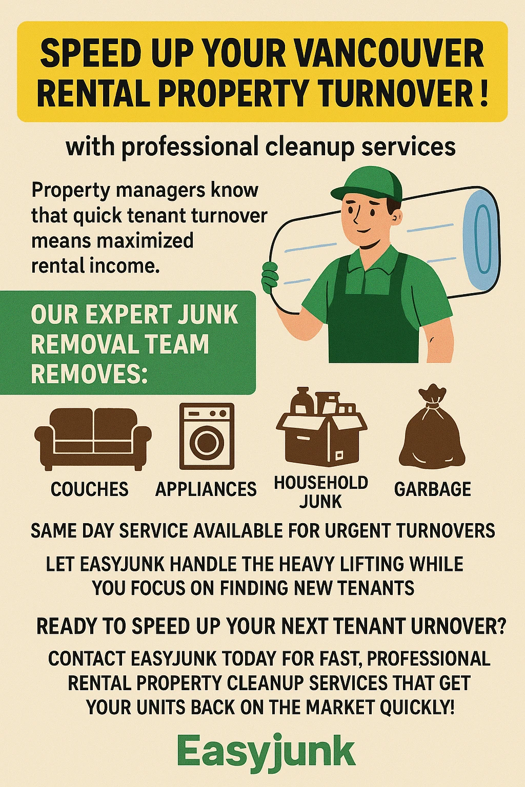 Infographic summarizing key takeaways for managing Vancouver rental property cleanups and turnovers.